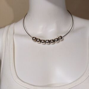Silver tone beaded collar necklace